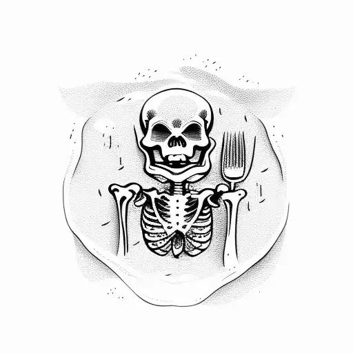 Skeleton Chef Preparing A Fiery Feast