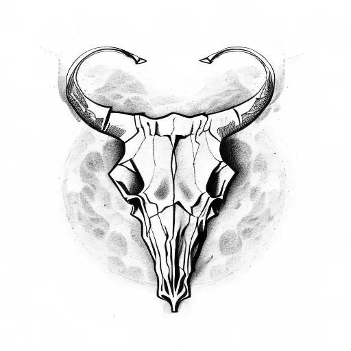 Bull Skull With Nature Background