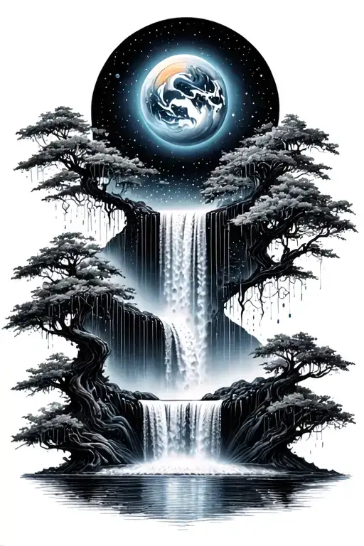 A Universe Melting Into A Waterfall That Turns Into Rain