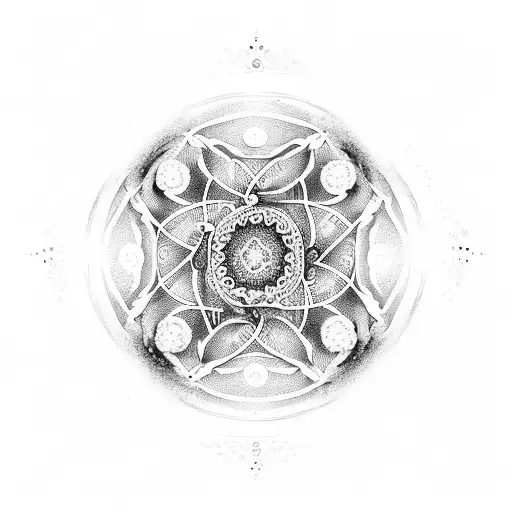 Yin Yang Symbol With Intricate Dotwork Detailing