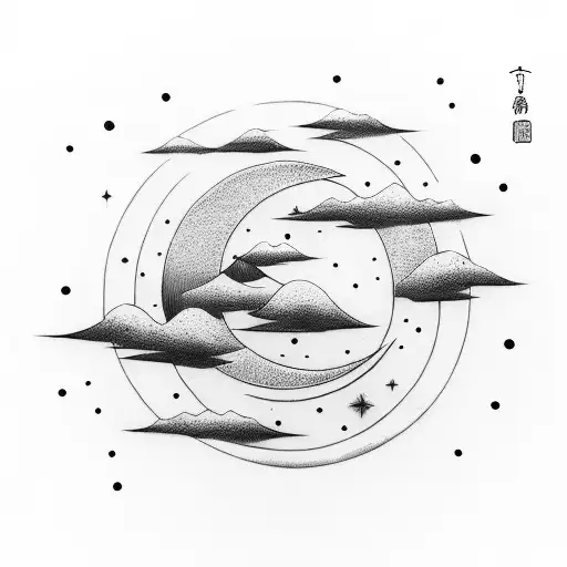 Japanese Sword With Night Sky And Moon Background