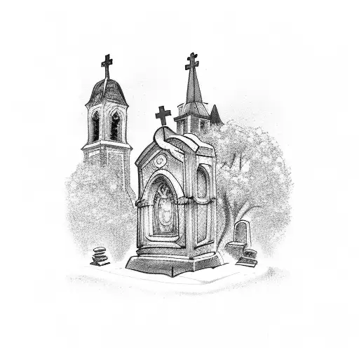 Old Graveyard With A Church In The Background