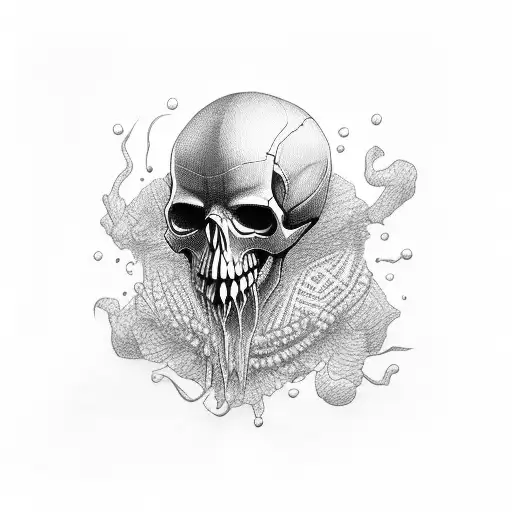 Hooded Skull Covering Mouth