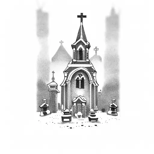 Old Graveyard With A Church In The Background