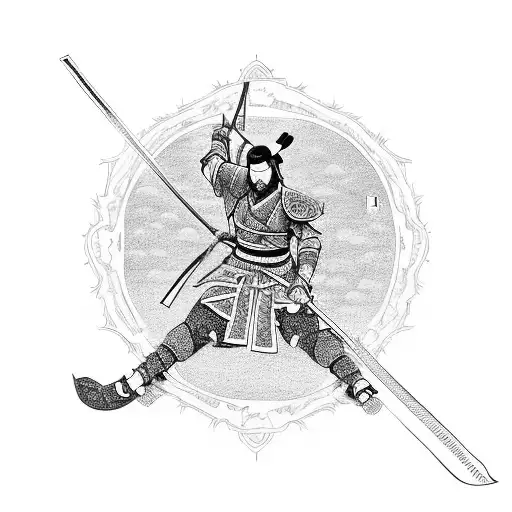A Samurai Holding A Sword