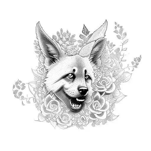 A Pixelated Gaming Character Surrounded By A Wreath Of Flowers And Animals