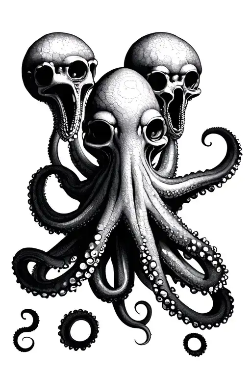 Octopus Holding 3 Omerta Heads In Tentacles