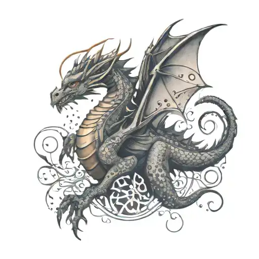Design A Tattoo That Combines The Client's Love For Dragons With Their Passion For Music