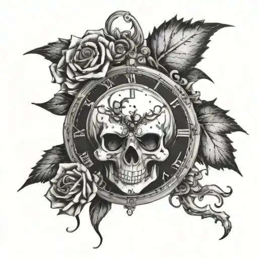 Night Skull On A Clock