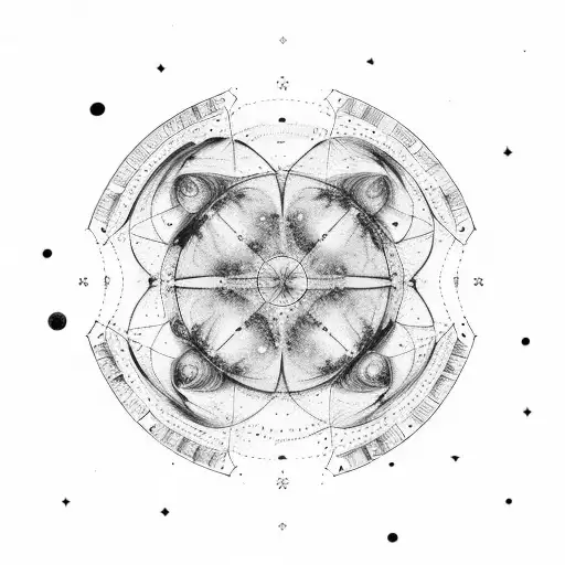 Celestial Map With Gemini Constellation And Blue Butterflies