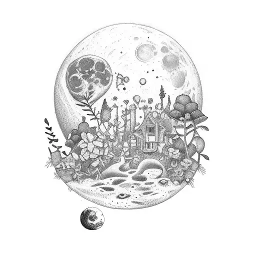 Garden On The Moon Like A Farm And With Aninals