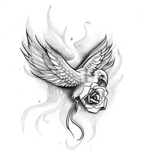 Phoenix With Rose And Ivy