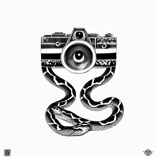 Camera Wrapped With Illuminati Eyes Along With A Snake Belt