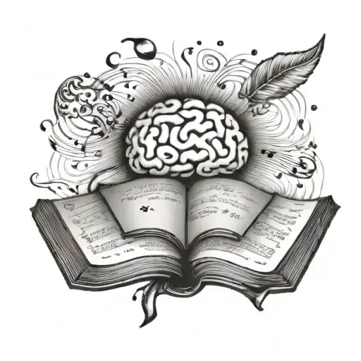 Open Book With Brain And Music Notes