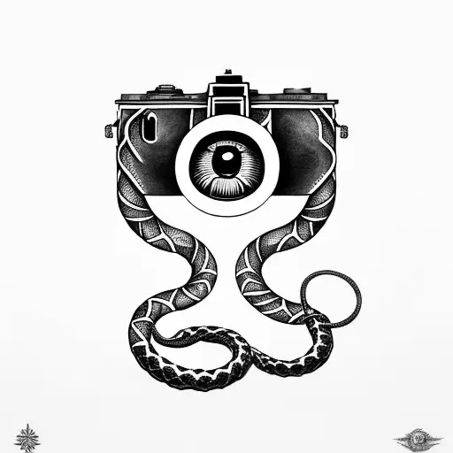 Camera Wrapped With Illuminati Eyes Along With A Snake Belt