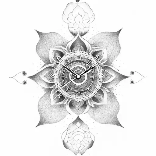 Lotus Flower With Clock