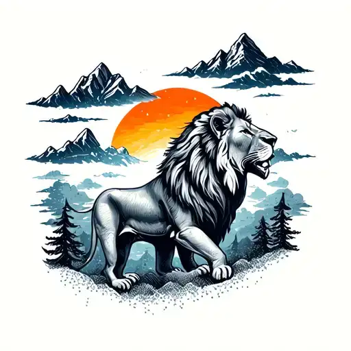 Mountains Lions Clouds Sun Rising