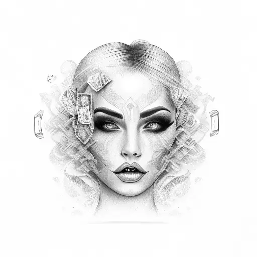 Casino Women Face Money Whiskey