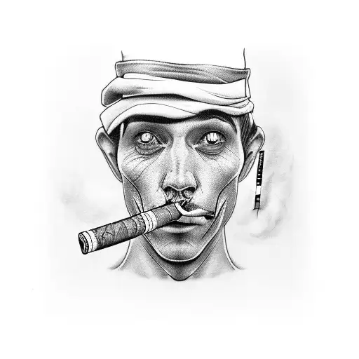 Funny Character Smoking A Cigarette