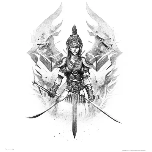 Female Warrior In Battle