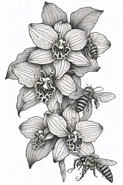 Honeybee And Orchid