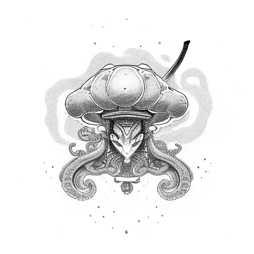Samurai With Mushrooms And Octupus