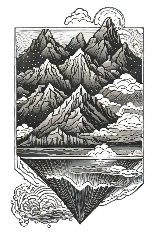 Diamond Outline Filled With A River Surrounded By Bluffs