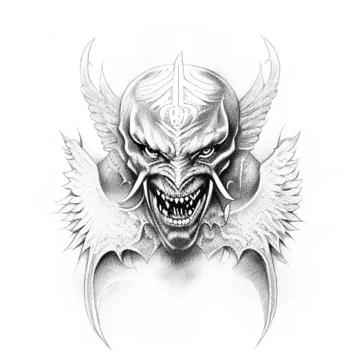 Demon Asmodeus In Human Form With Wings And Horns