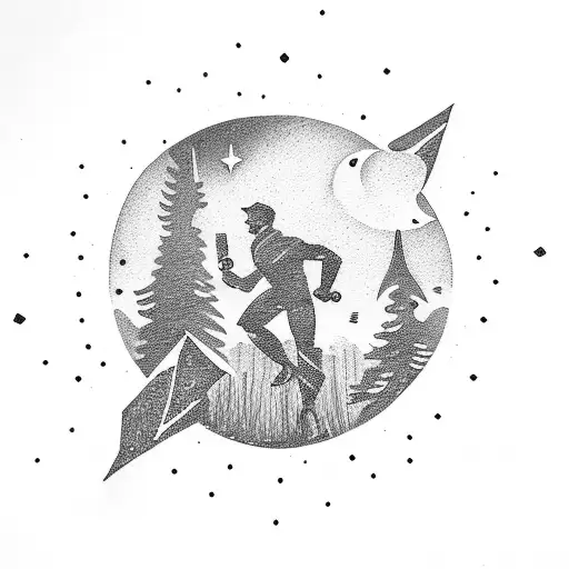 A Silhouette Of A Runner With A Night Sky Background