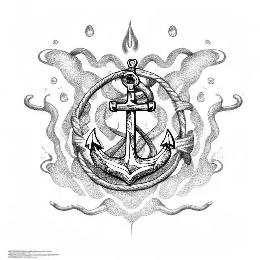 Anchor With Water And 777 With Flames