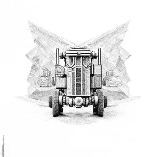 An Abstract Design Featuring Various Truck And Tractor Parts Forming A Cohesive Pattern