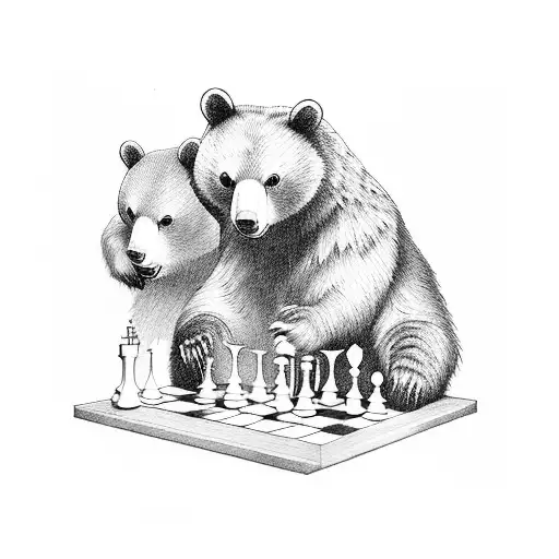 Bear And Squirrel Engaged In A Friendly Chess Match