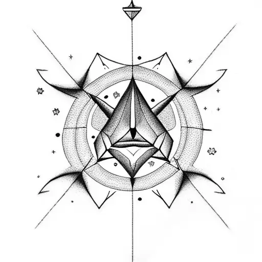 A Dotwork Tattoo Of A Sagittarius Constellation With Musical Notes Incorporated Into The Design