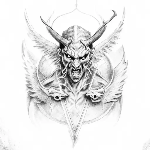 Demon Asmodeus In Human Form With Wings And Horns