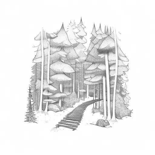 A Hiking Trail Winding Through A Dense Forest With Sunlight Filtering Through The Trees