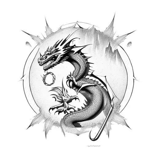 Dragon With Muscles And Fire