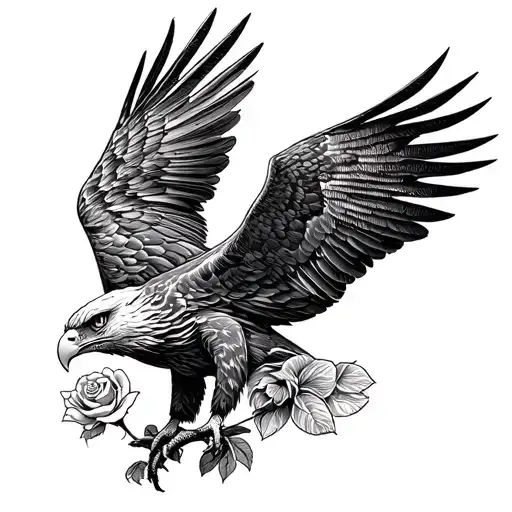 Eagle With Rose Intelwined