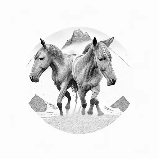 Western Horses In The Mountains