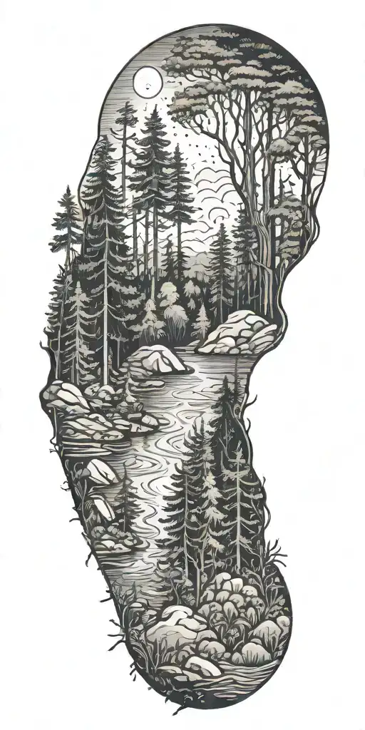 A Serene Forest Scene With A Hidden Message Inspired By The Tv Show Lost