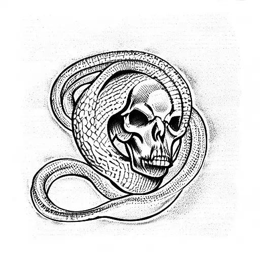 Snake Wrapped Around A Skull