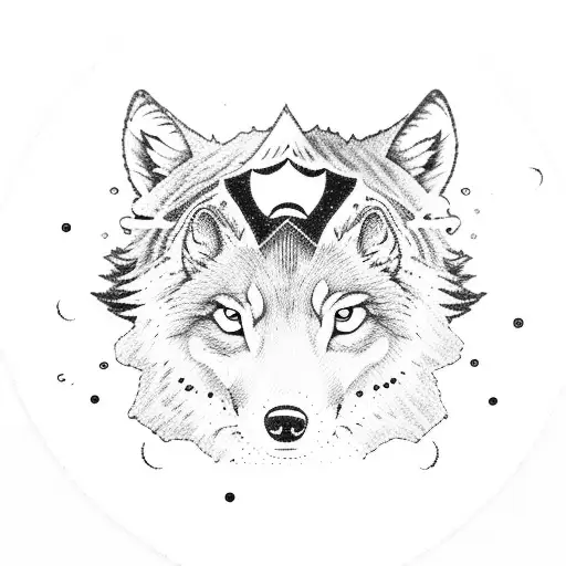 A Wolf Leaping Over Ocean Waves With A Card Suit Pattern On Its Fur