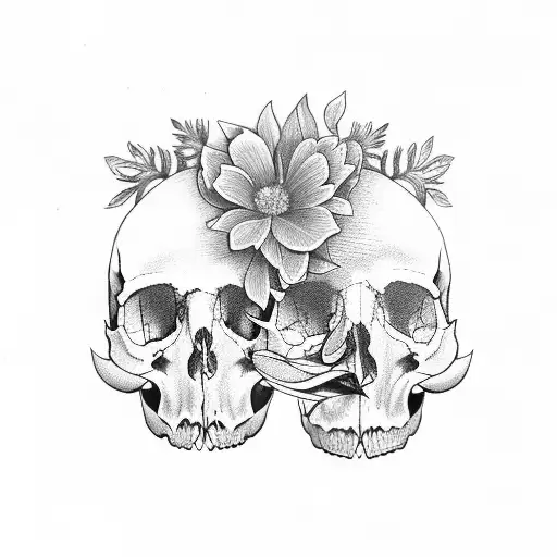 Flowers Human Skulls Bird Skulls Crows