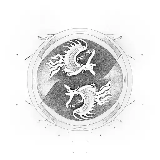 Dragon And Phoenix Yin Yang Lotus