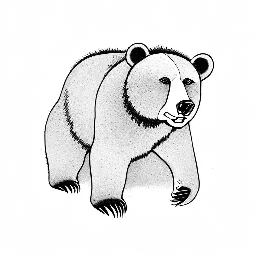 Bear With Cubs Playing Nearby