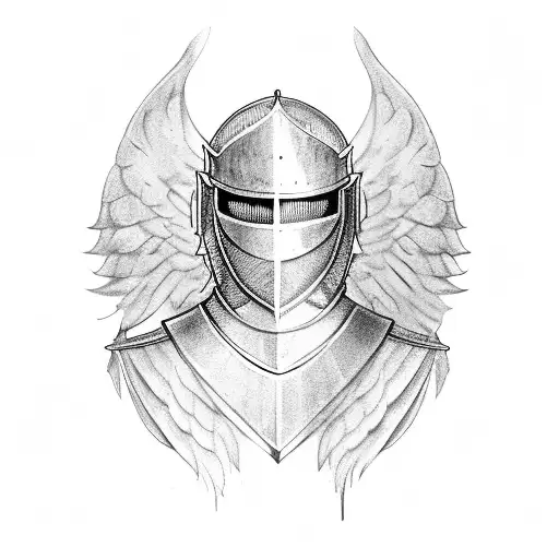 Knight Armor With Angel Wings And Light Above Him