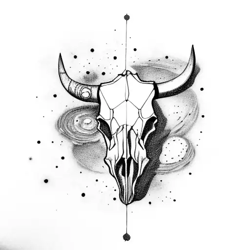 Cow Skull With Space Galaxy