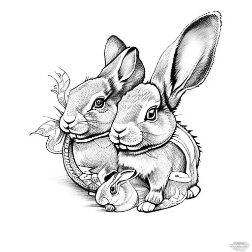 Rabbit And Chinese Dragon Together