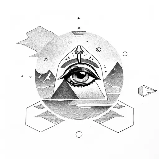 Eye Of Ra With Mountain And Sea