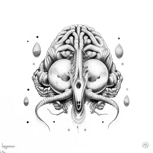 Creat Alien With Human Brain In Hands