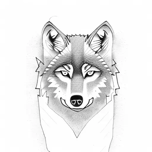 Wolf With Red Eyes And A Forest In The Background